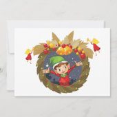 小妖精や小人のクリスマスリース招待状 招待状 (正面)