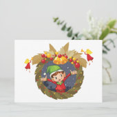 小妖精や小人のクリスマスリース招待状 招待状 (スタンド正面)