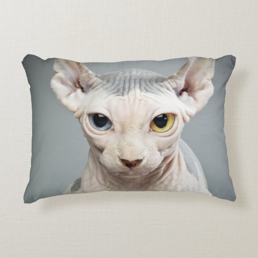 小妖精や小人のスフィンクス猫の写真のイメージ アクセントクッション (正面)