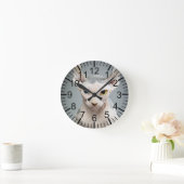 小妖精や小人のスフィンクス猫の写真 ラウンド壁時計 (ホーム)