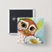 小妖精や小人のフクロウボタン 缶バッジ (正面&裏面)