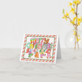 小妖精や小人のメリークリスマス カード (黄色い花)