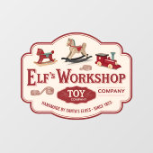 小妖精や小人のワークショップのクリスマスヴィンテージ ウィンドウサイン (シート)