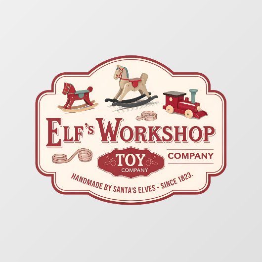 小妖精や小人のワークショップのクリスマスヴィンテージ ウィンドウサイン (シート)