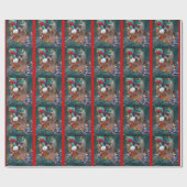 小妖精や小人の帽子のクリスマスの覆いのヨークシャーテリア ラッピングペーパー (フラット)