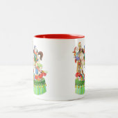 小妖精や小人の揺り木馬 ツートーンマグカップ (中央)