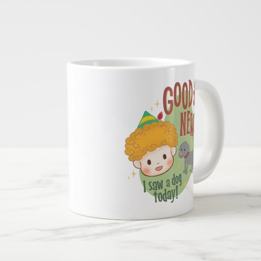 小妖精や小人の良いニュース!今日は犬を見た! ジャンボコーヒーマグカップ (正面右)