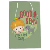 小妖精や小人の良いニュース！今日は犬を見た！ ミディアムペーパーバッグ (正面)