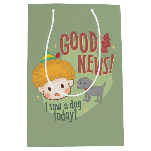 小妖精や小人の良いニュース！今日は犬を見た！ ミディアムペーパーバッグ (正面)