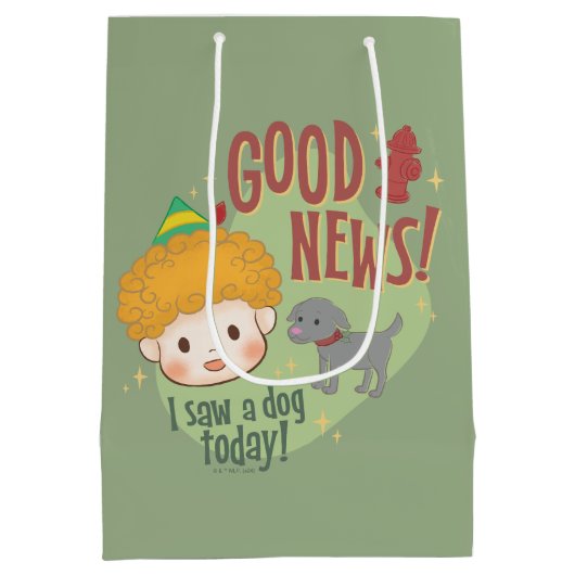 小妖精や小人の良いニュース！今日は犬を見た！ ミディアムペーパーバッグ (裏面)