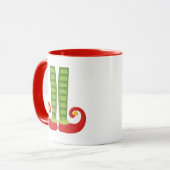 小妖精や小人の靴が付いているクリスマスのマグ マグカップ (正面左)