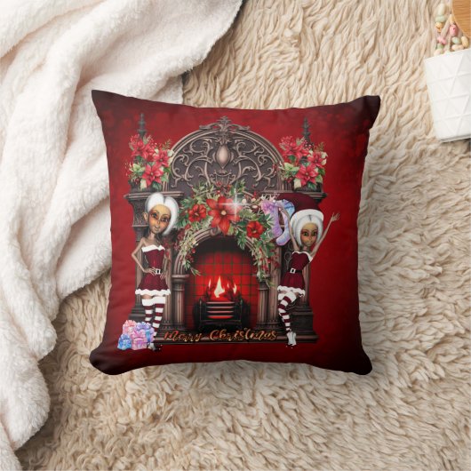 小妖精や小人はクリスマスを楽しみにしている。 クッション (ブランケット)