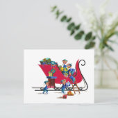 小妖精や小人はシャロンシャーペでサンタのソリを埋める シーズンポストカード (スタンド正面)