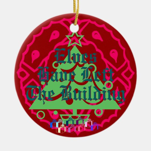 小妖精や小人は建物を去りました セラミックオーナメント (正面)