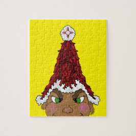 小妖精や小人はZiaと赤チリのサンタハットを着ている ジグソーパズル