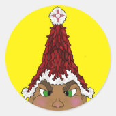 小妖精や小人はZiaと赤チリのサンタハットを着ている ラウンドシール (正面)