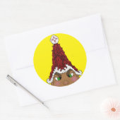 小妖精や小人はZiaと赤チリのサンタハットを着ている ラウンドシール (封筒)