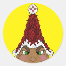 小妖精や小人はZiaと赤チリのサンタハットを着ている ラウンドシール