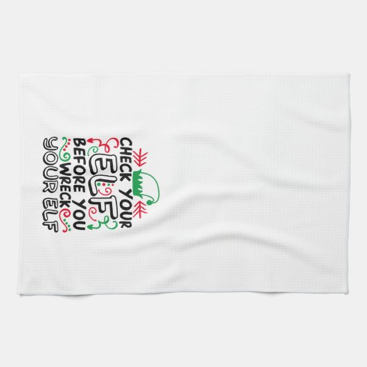 小妖精や小人を壊す前に小妖精や小人をチェック | 休日おもしろい キッチンタオル (横)