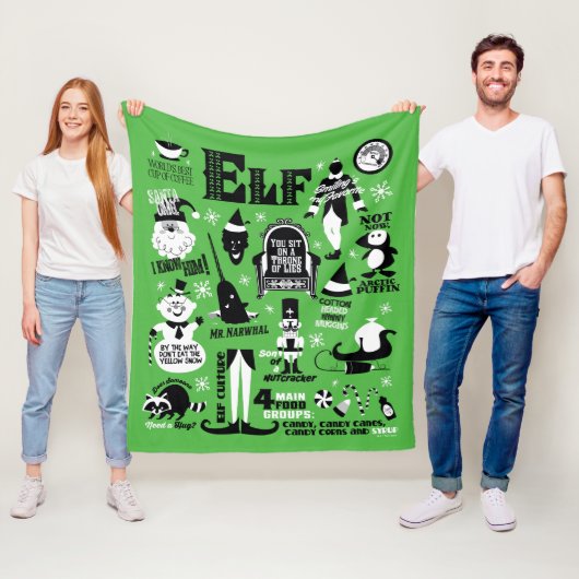 小妖精や小人アイコンとムービー引用文 フリースブランケット (インサイチュ)