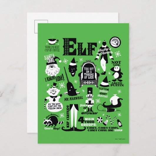 小妖精や小人アイコンとムービー引用文 ポストカード (正面/裏面)