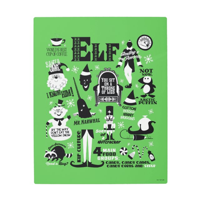 小妖精や小人アイコンとムービー引用文 メタルプリント (正面)