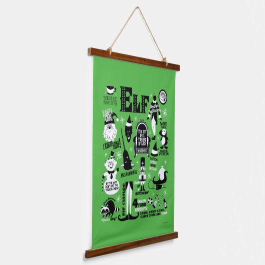 小妖精や小人アイコンとムービー引用文 吊り下げ型タペストリー (傾斜あり)