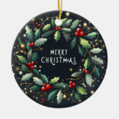 小妖精や小人アップして再びクリスマスの装飾 セラミックオーナメント (正面)