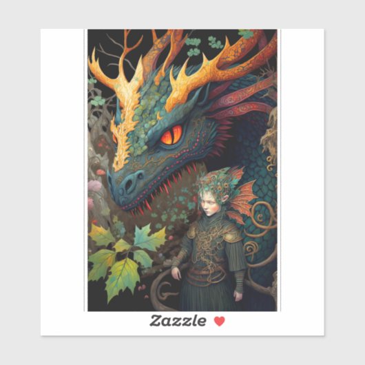 小妖精や小人アンドドラゴンファンタジーアート シール (シート)