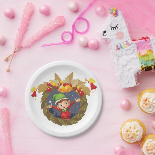 小妖精や小人インアクリスマスリース紙プレート ペーパープレート (パーティー)