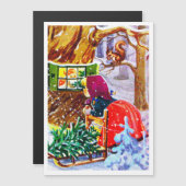 小妖精や小人インウッズヴィンテージクリスマスホリデーカード (正面/裏面)