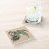 小妖精や小人ウォリアドラゴンファンタジー ガラスコースター (アングル)