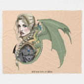 小妖精や小人ウォリアドラゴンファンタジー フリースブランケット (正面(横))