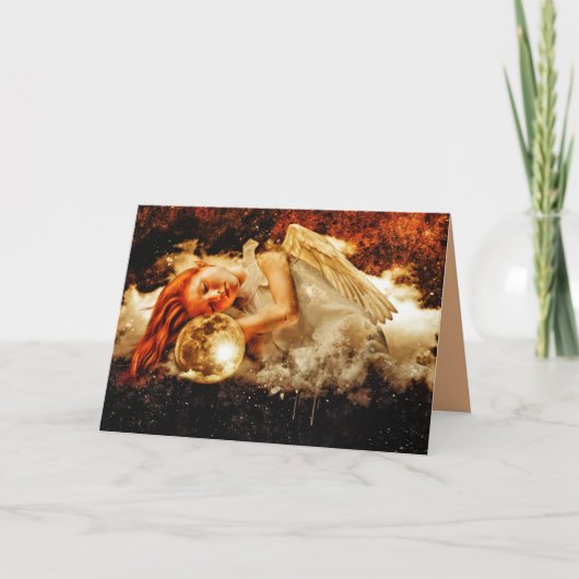 小妖精や小人エンジェルグリーティングカード シーズンカード (正面)