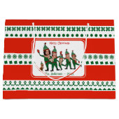 小妖精や小人カスタム犬を含む6人の家族おもしろい ラージペーパーバッグ (正面)