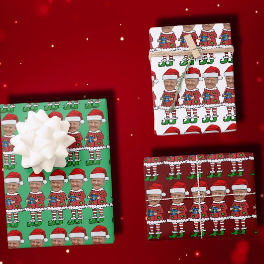 小妖精や小人カスタム顔フォト小妖精や小人クリスマストおもしろいランプ ラッピングペーパーシート