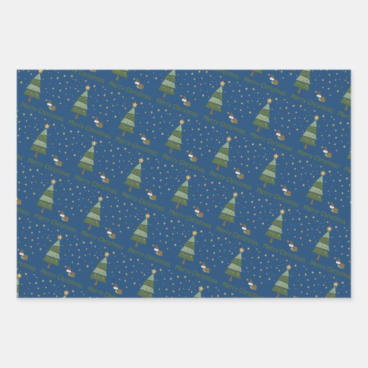 小妖精や小人カタツムリのクリスマスシーン ラッピングペーパーシート (正面)