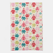 小妖精や小人カラフルコート及び靴パターン キッチンタオル (縦)