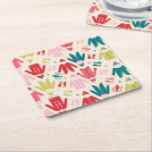 小妖精や小人カラフルコート及び靴パターン スクエアペーパーコースター (アングル)