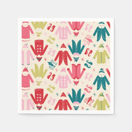 小妖精や小人カラフルコート及び靴パターン スタンダードカクテルナプキン (正面)