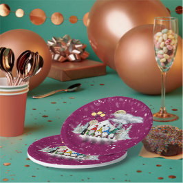 小妖精や小人カルテットクリスマスパーティー紙プレート ペーパープレート