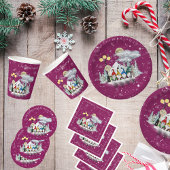 小妖精や小人カルテットクリスマスパーティー スタンダードカクテルナプキン