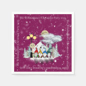 小妖精や小人カルテットクリスマスパーティー スタンダードカクテルナプキン (正面)
