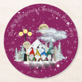 小妖精や小人カルテットクリスマスパーティー ラウンドペーパーコースター (正面)