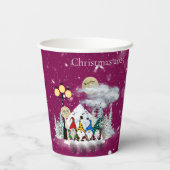小妖精や小人カルテットクリスマスパーティー 紙コップ (裏面)