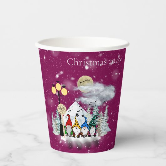 小妖精や小人カルテットクリスマスパーティー 紙コップ (正面)