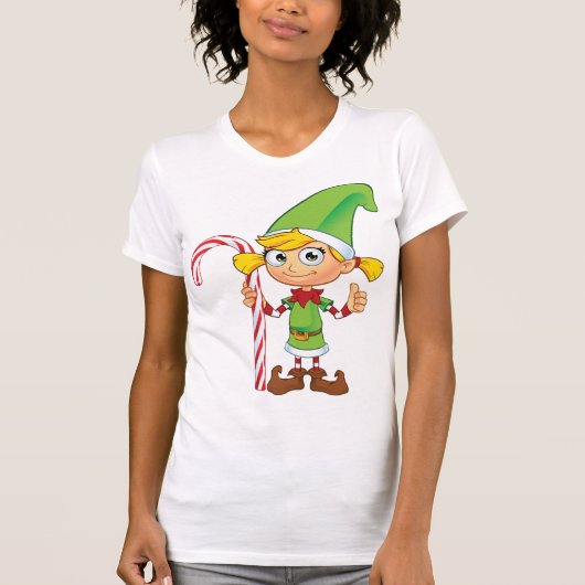 小妖精や小人ガールとキャンディーケーンウーマンTシャツ Tシャツ (正面)