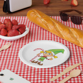 小妖精や小人ガールとキャンディーケーン ペーパープレート