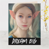 小妖精や小人ガールファンタジー夢の大きな誕生日カードのための カード (黄色い花)