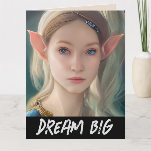 小妖精や小人ガールファンタジー夢の大きな誕生日カードのための カード (正面)